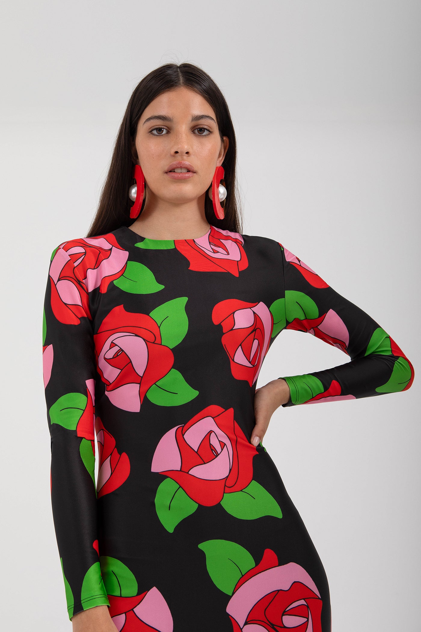 VESTIDO STRETCH ROSAS