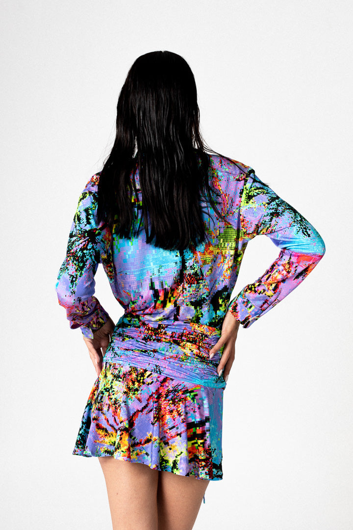 PIXEL PALMS GATHERED SKIRT