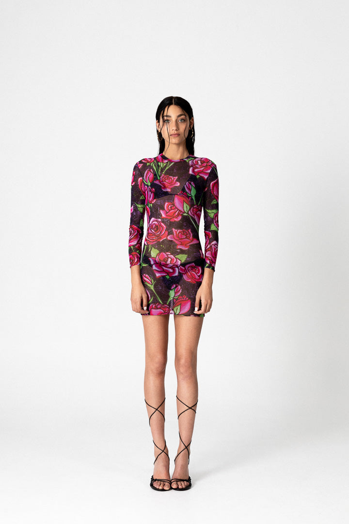 VESTIDO TUL STRETCH PIXEL ROSES