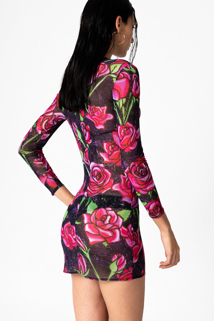 VESTIDO TUL STRETCH PIXEL ROSES