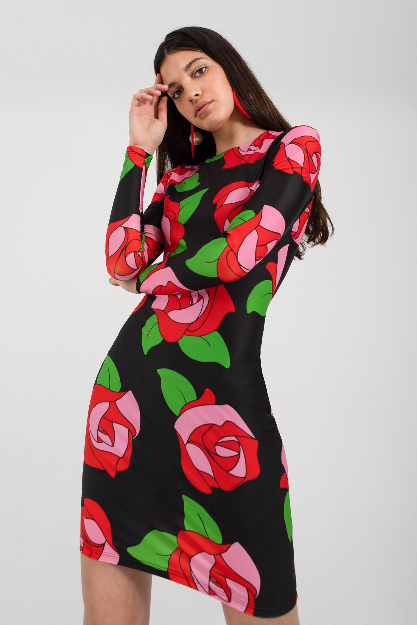 VESTIDO STRETCH ROSAS